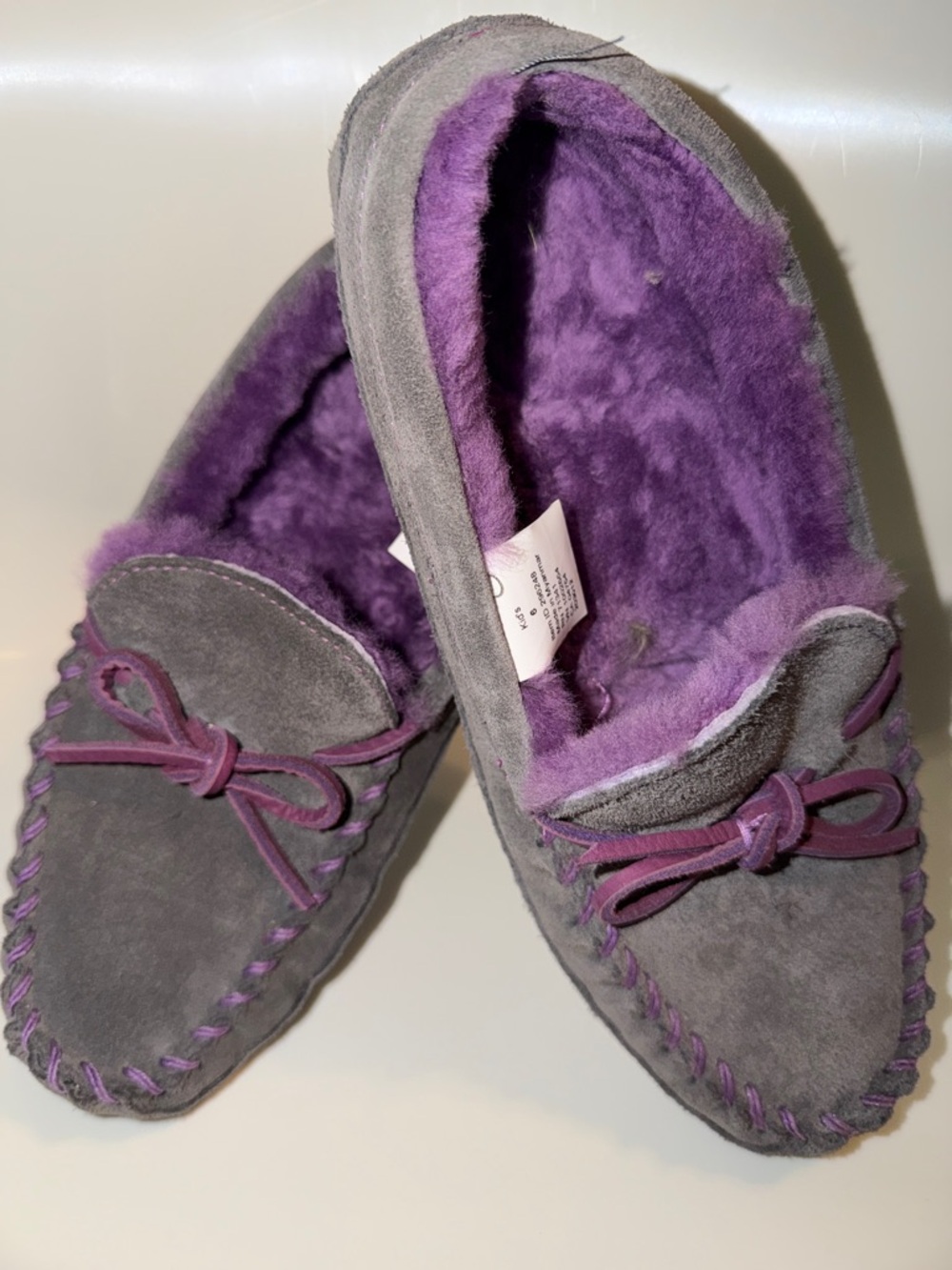 LL Bean Slippers: Suede & Shearling, Hand Stitched, Indoor Soles, Leather Lacing